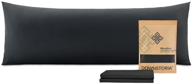 Main image of DOWNSTORIA Body Pillow Cover, Ultra Soft Microfiber Long Pillowcase, Envelope Closure Large Pillow Cases 20x54 inch (Black)
