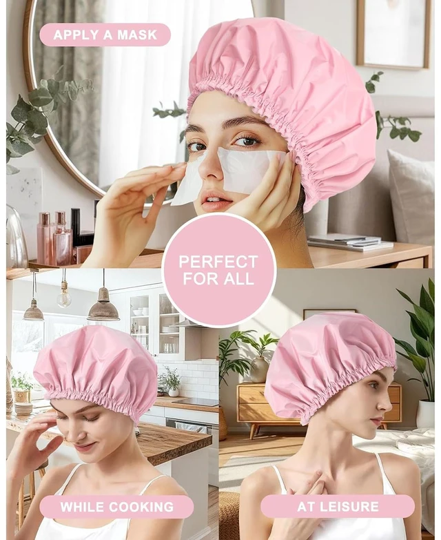 Alt view image 4 of 7 - Shower Cap for Women, Large Waterproof Shower Bonnet