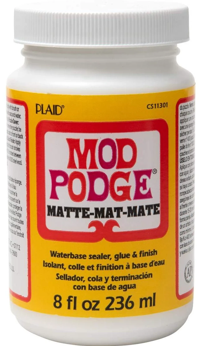 Main image of Mod Podge Matte Sealer, Glue & Finish: All-in-One Craft Solution- Quick Dry, Easy Clean, for Wood, Paper, Fabric & More. Non-Toxic - Craft with Confidence, Made in USA, 8 oz., Pack of 1