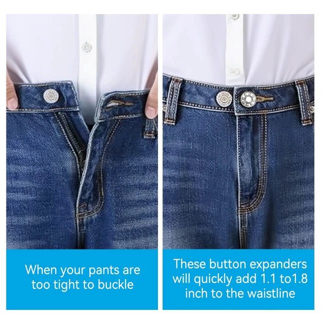Alt view image 5 of 7 - 16 PCS Button Extenders for Jeans, Waist Adjuster for Pants, Jeans Button Extender, Waistband Extension 1-1.8 Inches, Invisible Extenders Set Fit Casual/Suit Pants, Short Skirts, Maternity