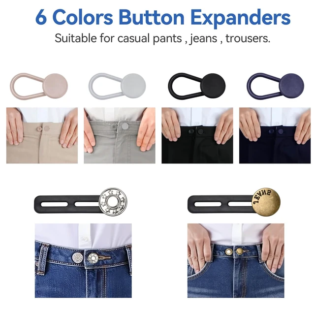 Alt view image 6 of 7 - 16 PCS Button Extenders for Jeans, Waist Adjuster for Pants, Jeans Button Extender, Waistband Extension 1-1.8 Inches, Invisible Extenders Set Fit Casual/Suit Pants, Short Skirts, Maternity