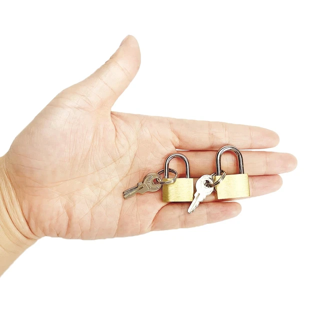 Alt view image 2 of 7 - 2 Pcs Small Solid Brass Locks with Keys, 20mm + 25mm Mini Key Locks, for Luggage, Backpack, Gym Locker, Jewelry Box (20-25mm)