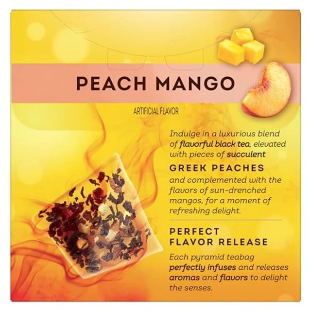 Alt view image 4 of 5 - Lipton Black Tea Peach Mango, Pyramid Tea Bags, Flavored Teabags for a Refreshing Cup of Tea, 20 Total Tea Bags