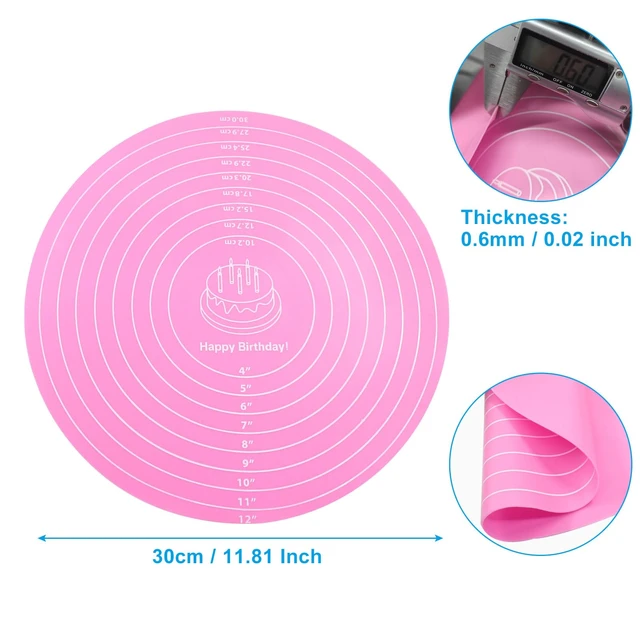Alt view image 2 of 5 - Hitefu 12 Inch Round Silicone Cake Mat, Pink