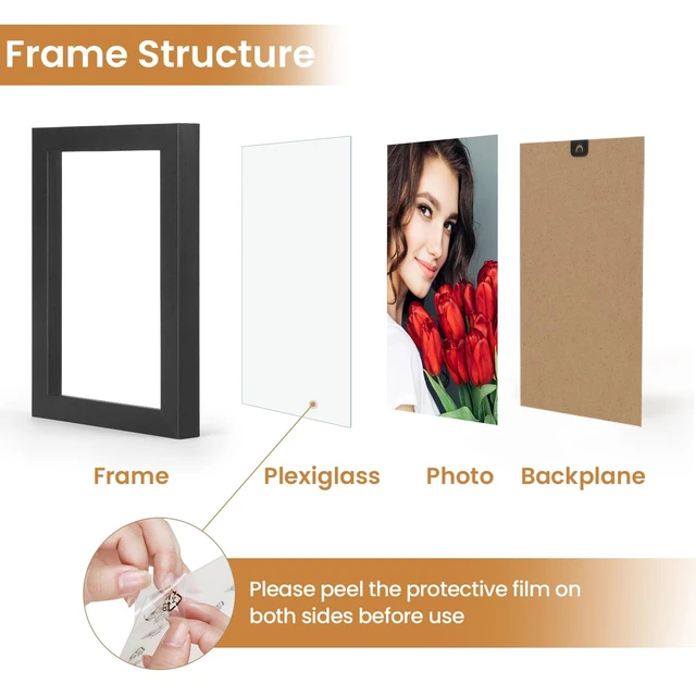 Alt view image 4 of 5 - LBECUA 4x6 Picture Frame Set of 2, Black Picture Frame, Wooden