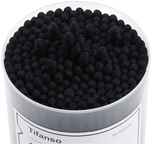 Alt view image 5 of 6 - tifanso 200 Count Black Double Tipped Cotton Swabs, Hypoallergenic Natural