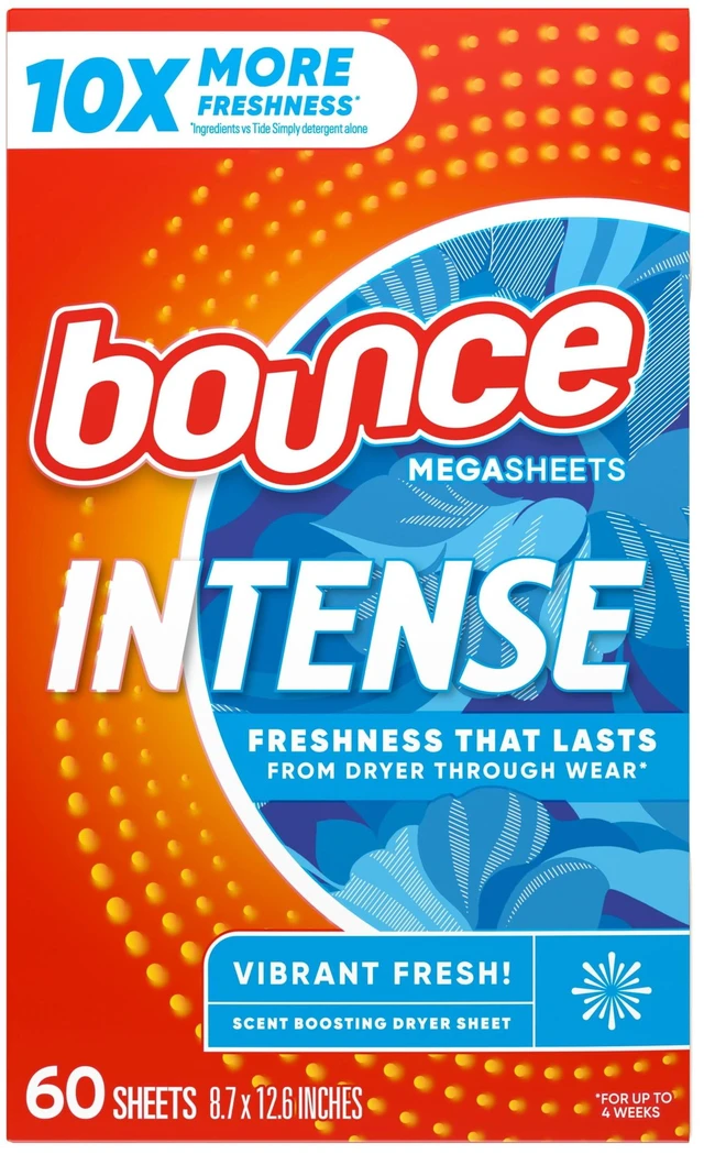 Main image of Bounce Intense Dryer Sheets, Vibrant Fresh Scent, 60 Count