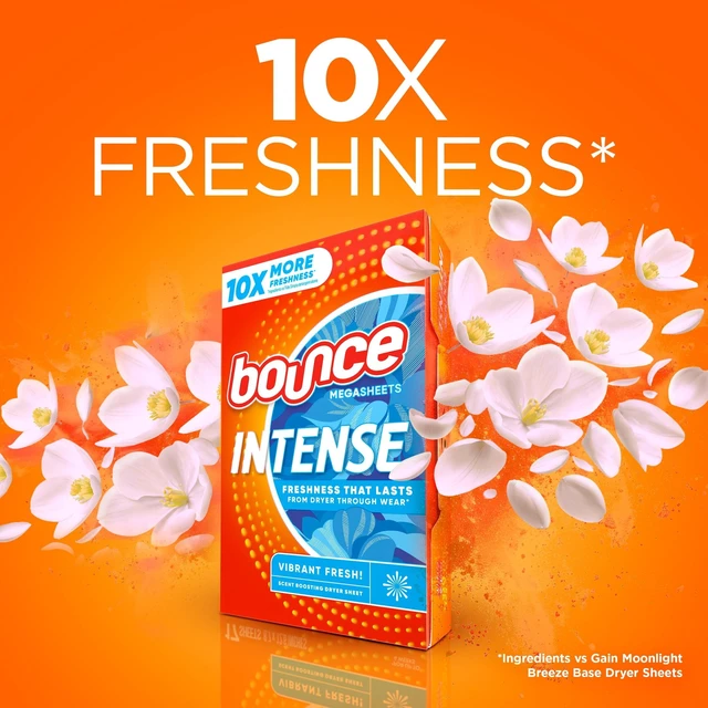 Alt view image 2 of 5 - Bounce Intense Dryer Sheets, Vibrant Fresh Scent, 60 Count