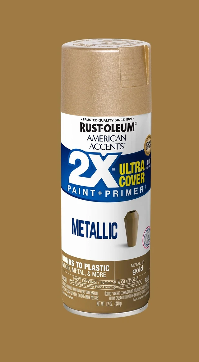 Main image of Gold, Rust-Oleum American Accents 2X Ultra Cover Metallic Spray Paint-327909, 12 oz