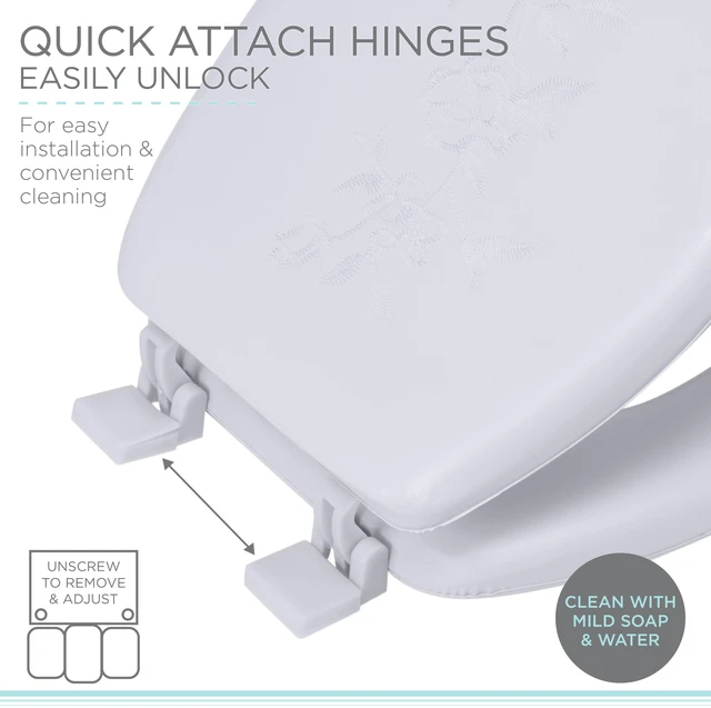 Alt view image 5 of 5 - Bath Bliss Extra Soft Vinyl Standard Round Toilet Seat in White