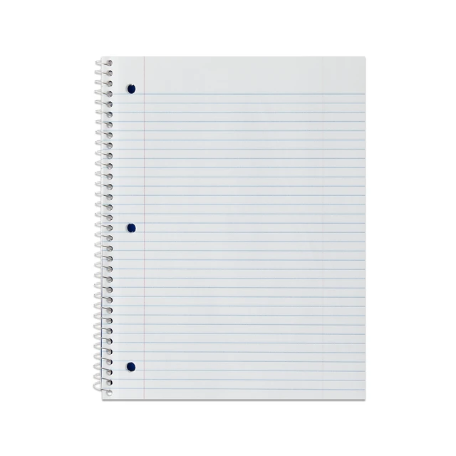 Alt view image 4 of 5 - Pen+Gear 1-Subject Spiral Notebook, College Ruled, 8 in x 10.5 in, Blue, 70 Sheets