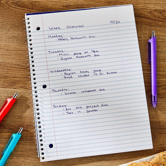 Alt view image 3 of 5 - Pen+Gear 1-Subject Spiral Notebook, College Ruled, 8 in x 10.5 in, Blue, 70 Sheets