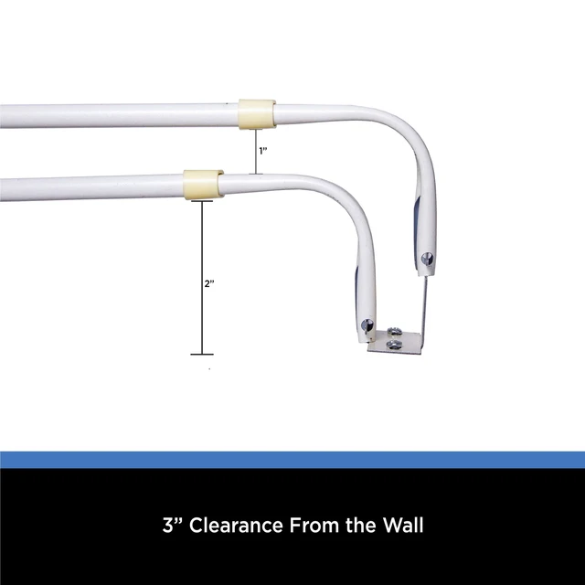 Alt view image 2 of 5 - Mainstays Wrap-Around Adjustable Double Curtain Rod, 84-120 in, 2-3 in Projection, White