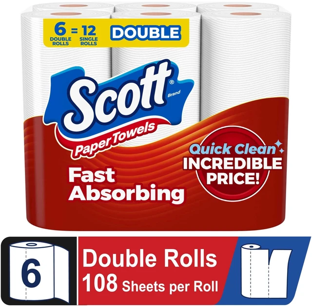 Main image of Scott Paper Towels, Choose-A-Sheet, 6 Double Rolls