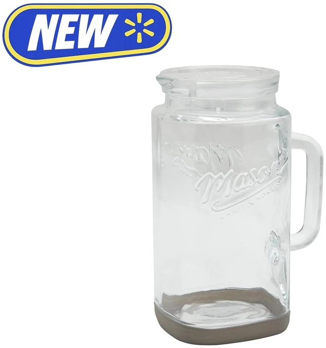 Main image of Mason Craft & More Glass 0.5 Gallon Pitcher with Removable Plastic Lid and Silicone Base, Gray, Well Suited to Cold Drink Preparation