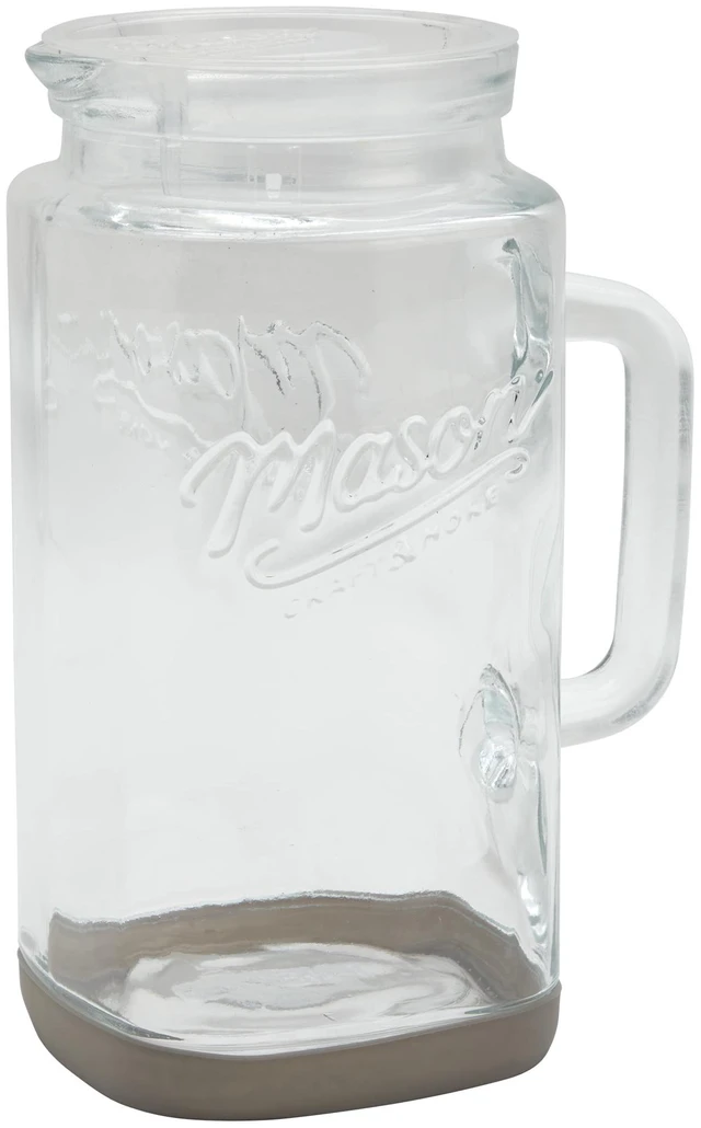 Alt view image 3 of 6 - Mason Craft & More Glass 0.5 Gallon Pitcher with Removable Plastic Lid and Silicone Base, Gray, Well Suited to Cold Drink Preparation