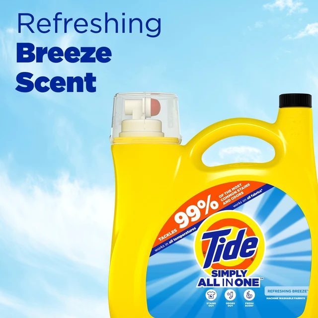 Alt view image 5 of 6 - Tide Simply Laundry Detergent Liquid All-In-One, Refreshing Breeze Scent, 117 fl oz, 89 Loads