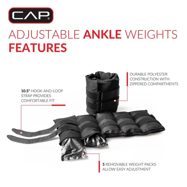 Alt view image 3 of 7 - CAP Barbell 20 lb. Adjustable Ankle Weights, (10lb x 2)
