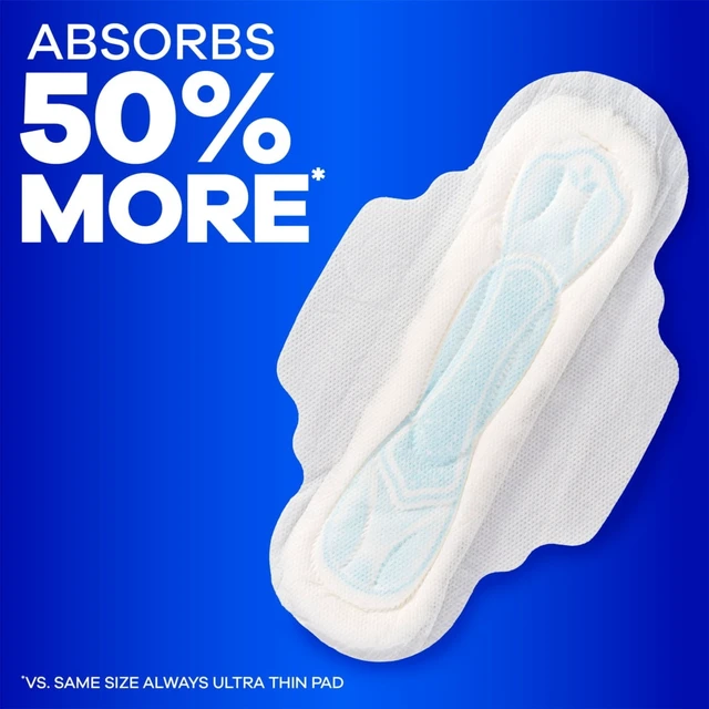 Alt view image 2 of 5 - Always Maxi Pads with Wings, Size 2, Long Super Absorbency, 42 count