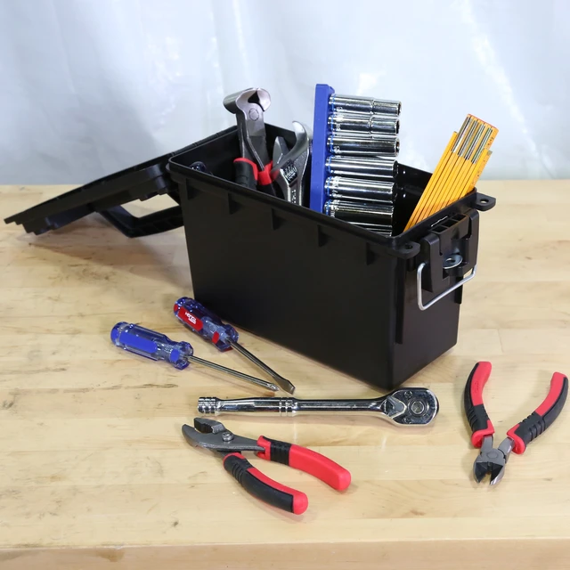 Alt view image 3 of 6 - Hyper Tough Locking and Stacking Utility Tool Box, Black, 11.5 in x 5.06 in x 7.25 in