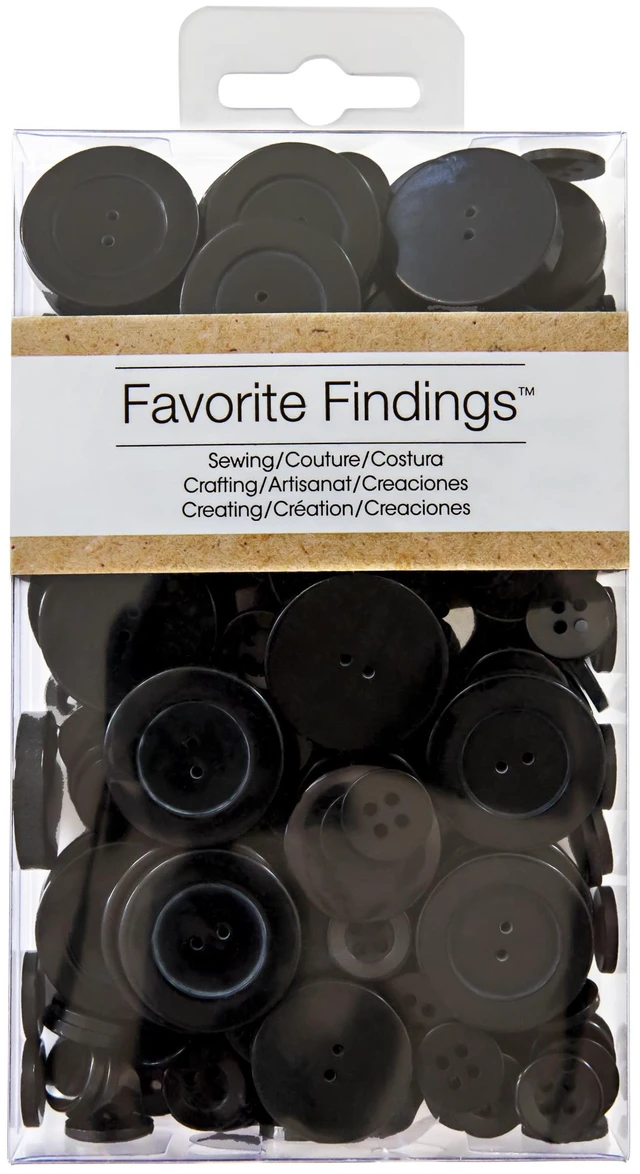 Main image of Favorite Findings Value Black Assorted Sew Thru & Shank Buttons, 4 Ounces