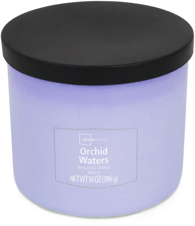 Alt view image 6 of 6 - Mainstays 3-Wick Textured Wrapped Orchid Waters Candle, 14 Ounce