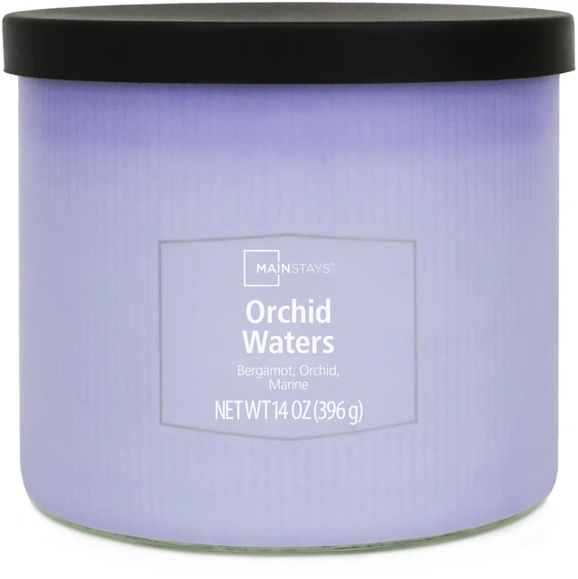Alt view image 2 of 6 - Mainstays 3-Wick Textured Wrapped Orchid Waters Candle, 14 Ounce