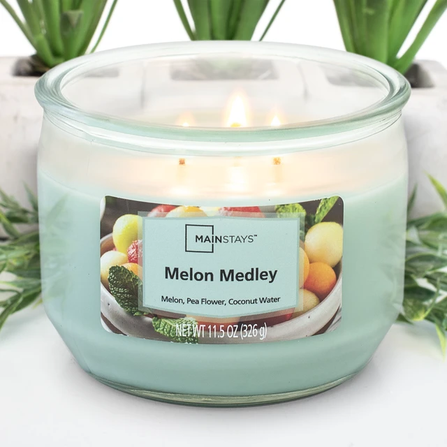Alt view image 4 of 5 - Mainstays Melon Medley Scented 3-Wick Candle, 11.5 oz