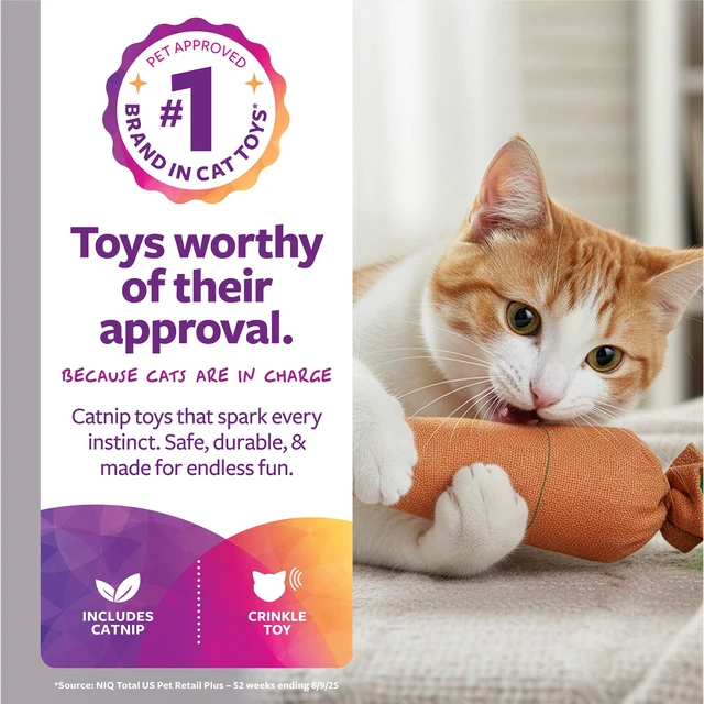 Alt view image 4 of 5 - SmartyKat Kolossal Karrot Soft Plush Catnip Kicker Cat Toy Filled with Pure & Potent Catnip
