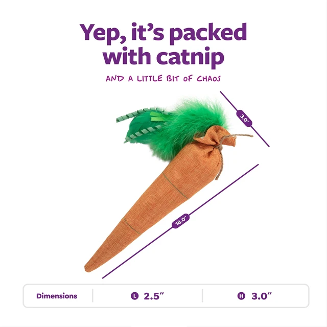 Alt view image 3 of 5 - SmartyKat Kolossal Karrot Soft Plush Catnip Kicker Cat Toy Filled with Pure & Potent Catnip