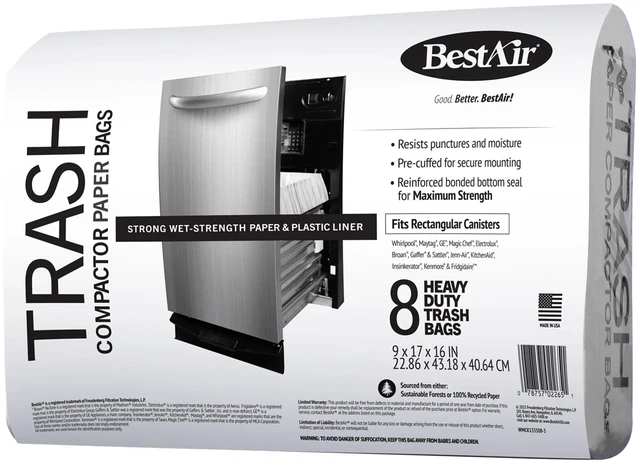 Main image of BestAir Heavy Duty Paper Trash Compactor Bags, Pre-Cuffed, 8 Bags for Your Home