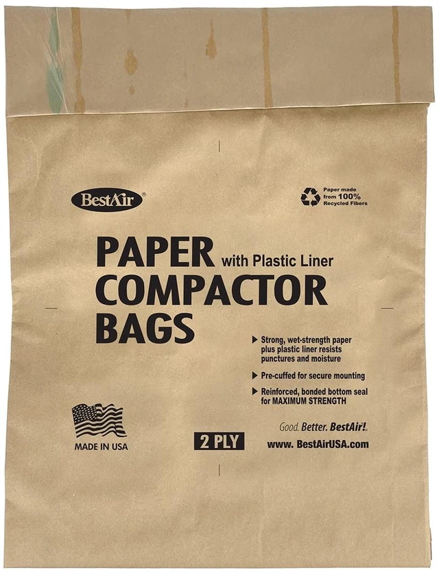 Alt view image 2 of 7 - BestAir Heavy Duty Paper Trash Compactor Bags, Pre-Cuffed, 8 Bags for Your Home