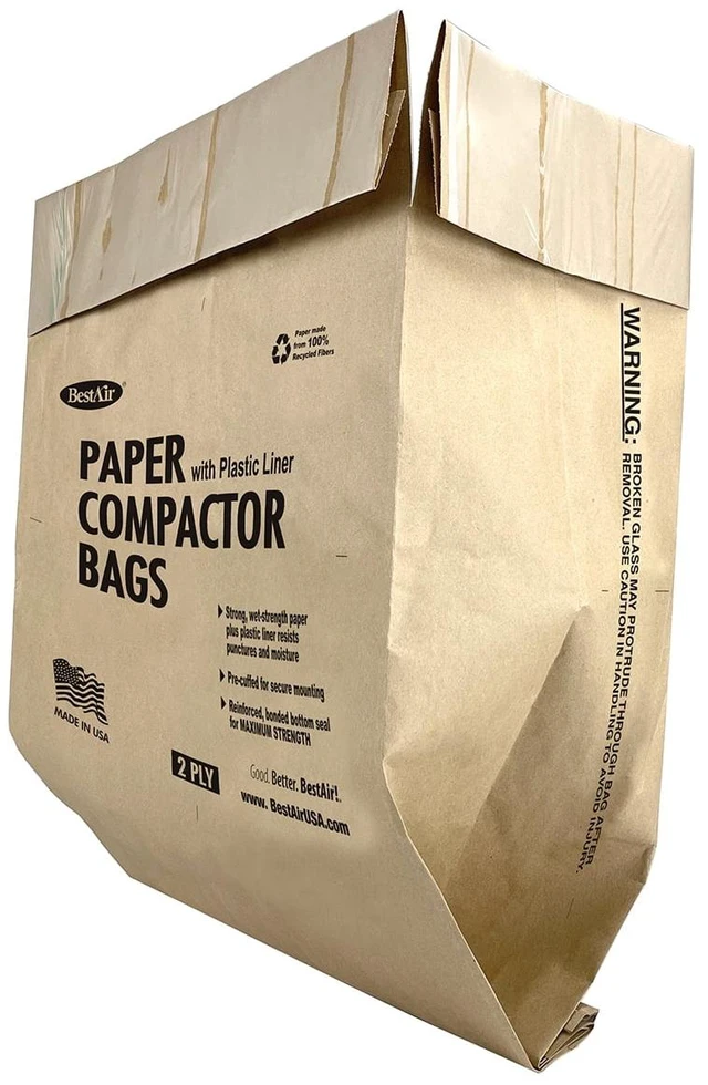 Alt view image 7 of 7 - BestAir Heavy Duty Paper Trash Compactor Bags, Pre-Cuffed, 8 Bags for Your Home