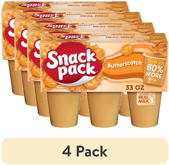 Main image of (4 pack) Snack Pack Super Size Butterscotch Pudding, Lunchbox Snacks, 5.5 oz Pudding Cups, 6 Count