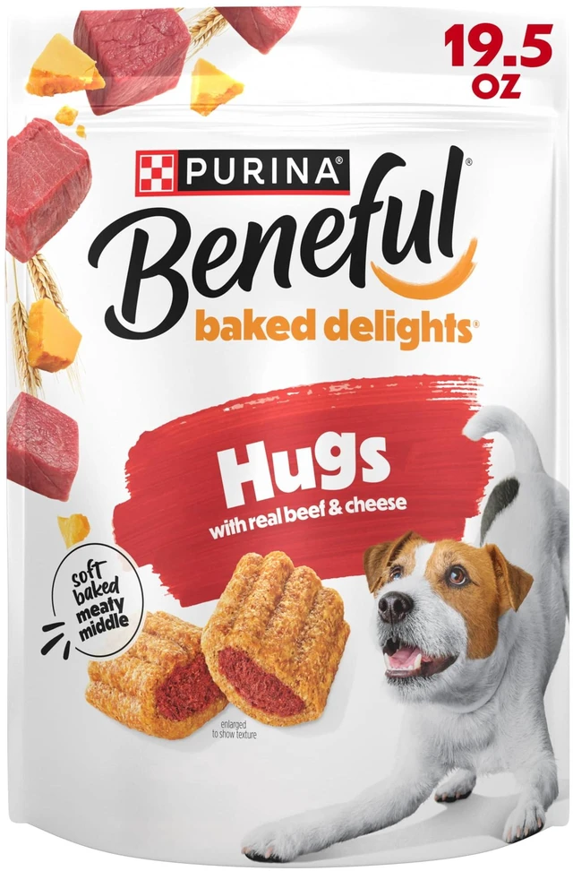 Main image of Purina Beneful Baked Delights Hugs with Real Beef and Cheese Oven Baked Dog Treats, 19.5 oz Pouch