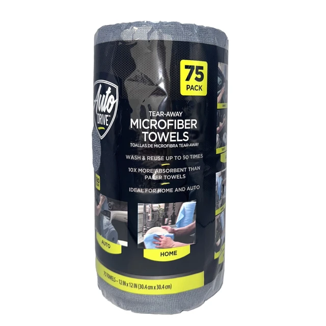 Alt view image 4 of 6 - Auto Drive Tear Away Multipurpose Microfiber Towels on a Roll, 75 Pack