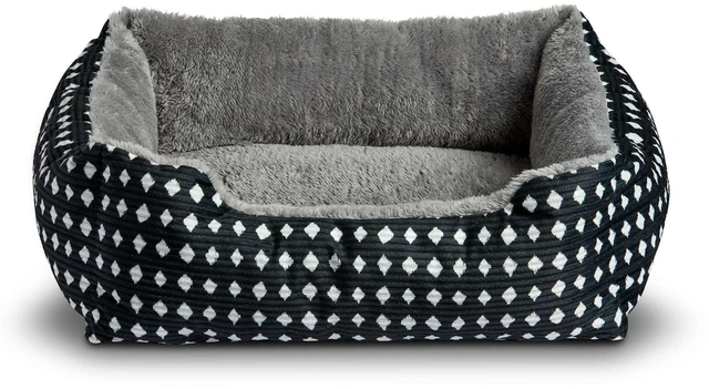 Main image of Vibrant Life Small Cuddler Pet Bed, Black and White Diamonds, 19" x 15"