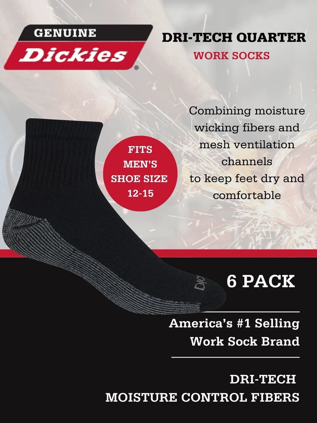 Alt view image 2 of 4 - Genuine Dickies Quarter Socks, 6 Pack