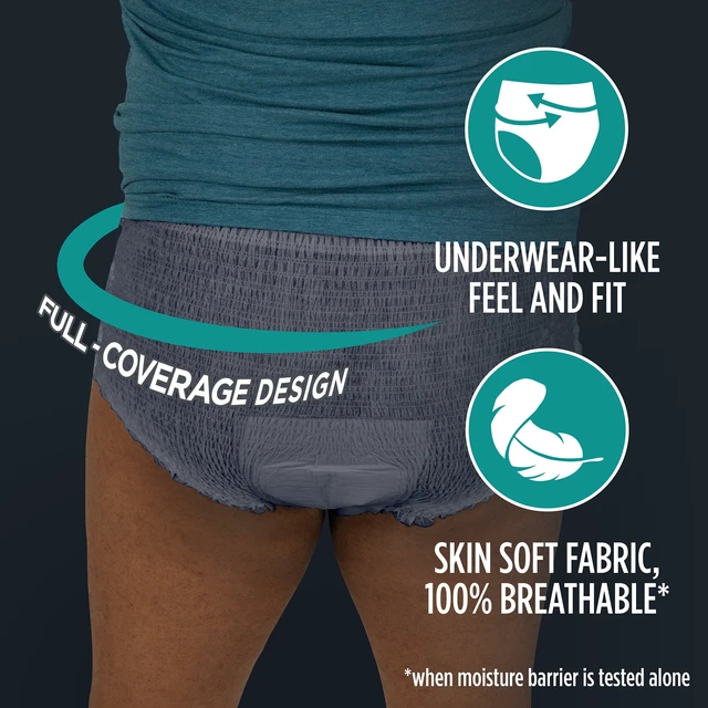Alt view image 5 of 6 - Assurance Men's Overnight Incontinence Underwear, S/M, Ultimate Absorbency, 16 Count