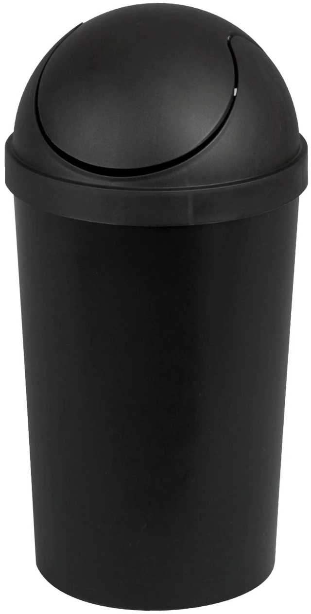 Main image of Sterilite Small Bathroom Trash Can, 3 Gallon Plastic Garbage Bucket Bin with Swing Top Lid, Black
