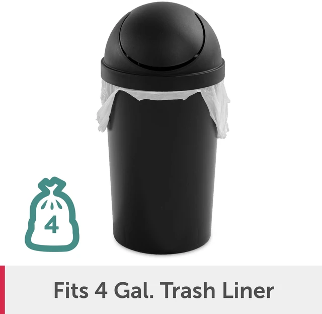 Alt view image 6 of 6 - Sterilite Small Bathroom Trash Can, 3 Gallon Plastic Garbage Bucket Bin with Swing Top Lid, Black