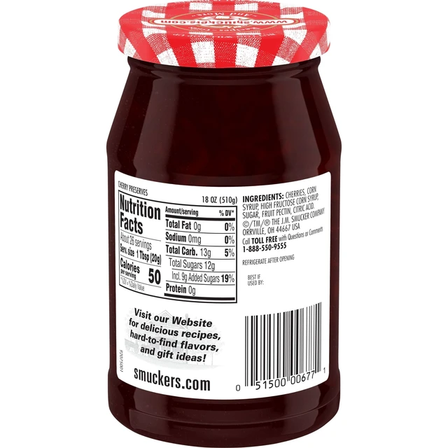 Alt view image 5 of 5 - (4 pack) Smucker's Cherry Preserves, 18 oz