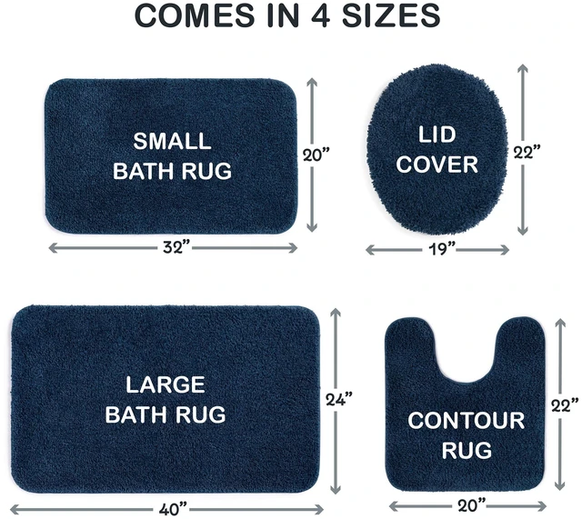 Alt view image 4 of 6 - Mainstays Basic Polyester Toilet Lid Cover, Navy, 19" x 22"