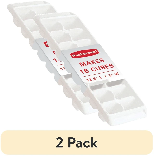 Main image of (2 pack) Rubbermaid Quick Release Ice Cube Tray, Plastic, White, Rectangular