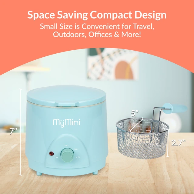 Alt view image 2 of 6 - MyMini 1.5 qt Electric Deep Fryer, 700 watts, Aqua