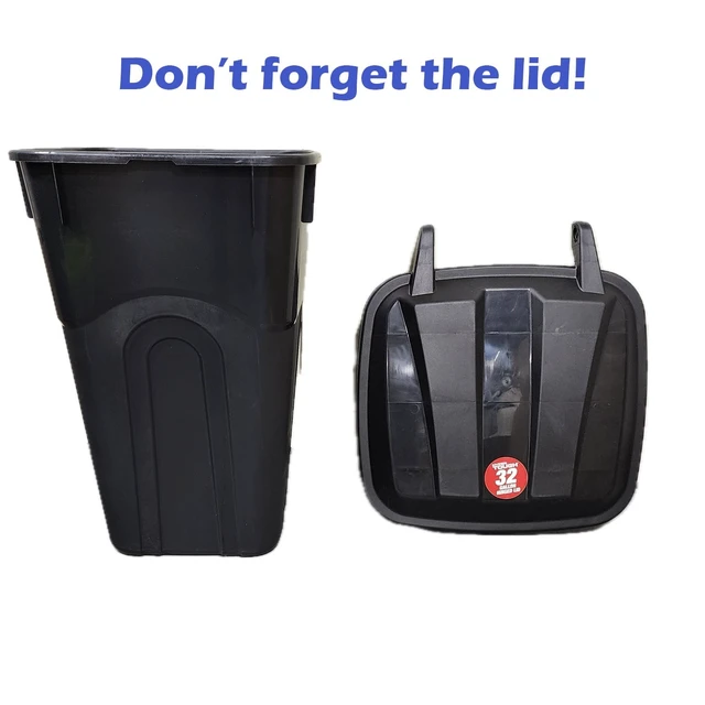 Alt view image 6 of 6 - Hyper Tough 32 Gallon Wheeled Plastic Garbage Can with Attached Lid, Black