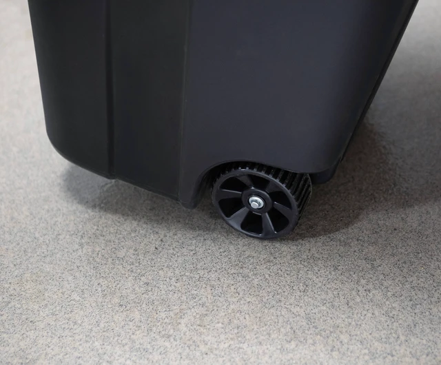 Alt view image 2 of 6 - Hyper Tough 32 Gallon Wheeled Plastic Garbage Can with Attached Lid, Black
