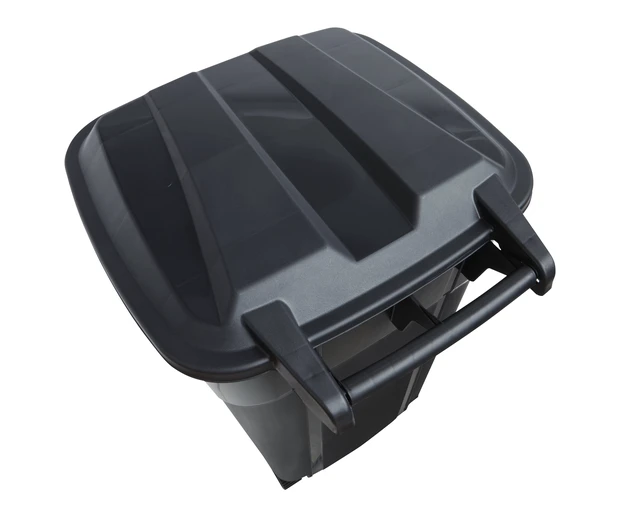 Alt view image 3 of 6 - Hyper Tough 32 Gallon Wheeled Plastic Garbage Can with Attached Lid, Black