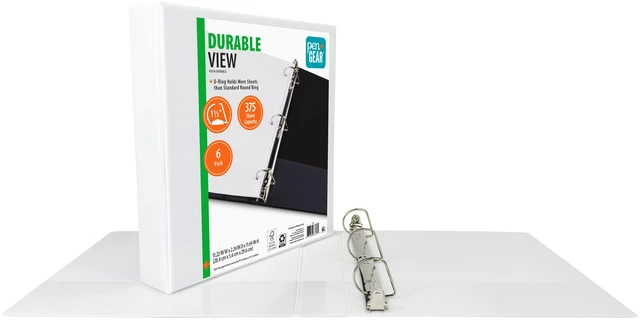 Alt view image 4 of 6 - Pen+Gear Durable View 3-Ring Binder, 1.5 in Slanted D-Rings, White, 6 Pack