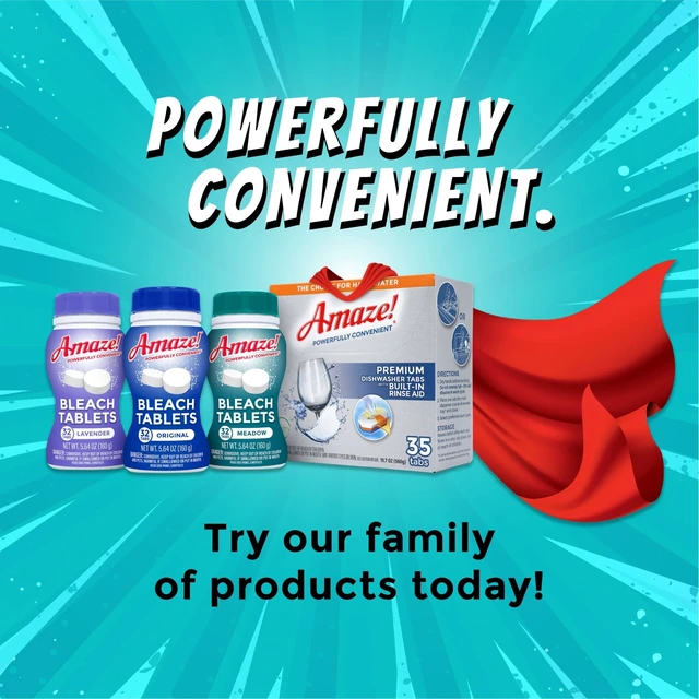 Alt view image 4 of 5 - Amaze Ultra-Concentrated Bleach Tablets for Stain-Fighting & Whitening Laundry & Home Cleaning, Lavender Scent, 32 Count